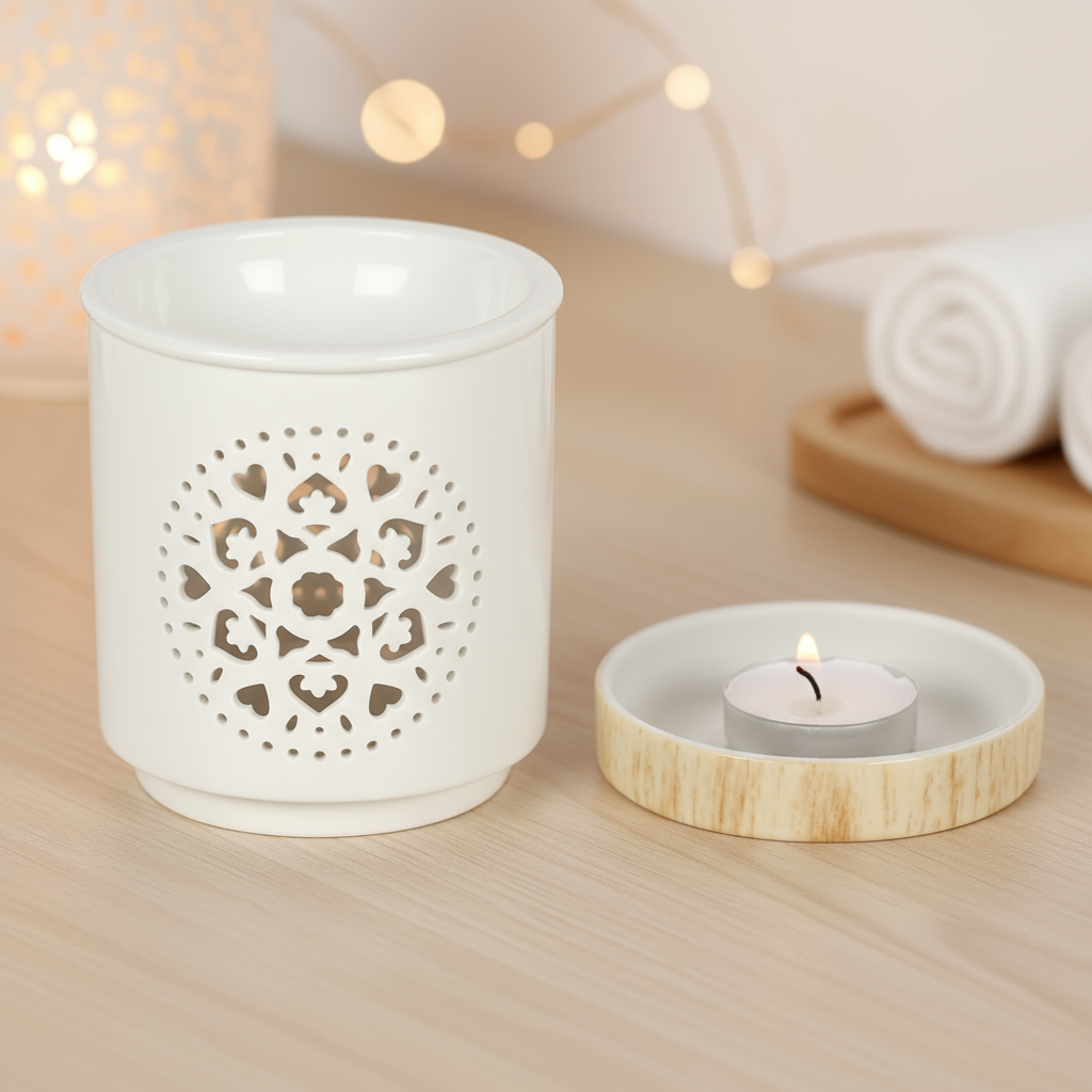 Brûleur Mandala - vue avec bougie